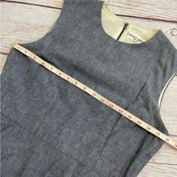 Apiece Apart Tailored Back Slit Sheath Sleeveless Midi Dress Chambray Size 8 - Picture 5 of 10
